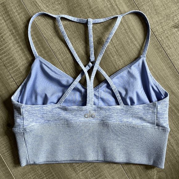 Alo Yoga Alosoft Lavish Bra Periwinkle Heather Size XS - Picture 4 of 7